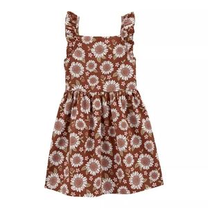 Carter's Floral Print Kids Dress - Brown Fall Dress Thanksgiving Outfit